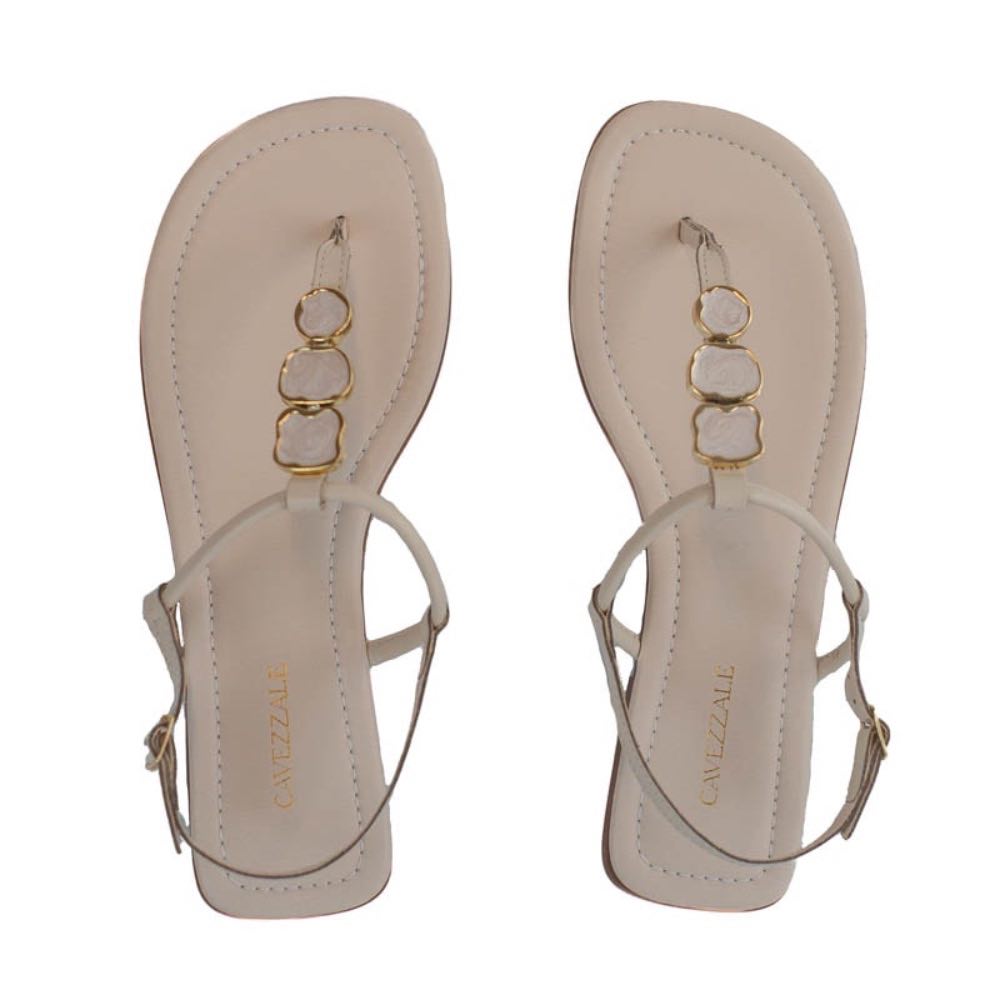 Sandália de Couro Atanado La Fenice Off White 105410
