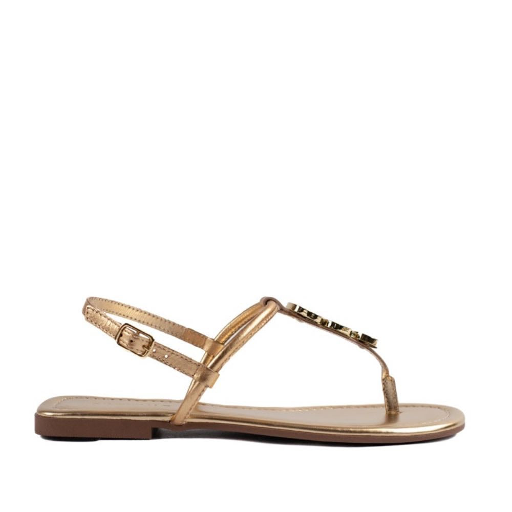 Sandália de Couro Metalizado La Fenice Ouro 105411