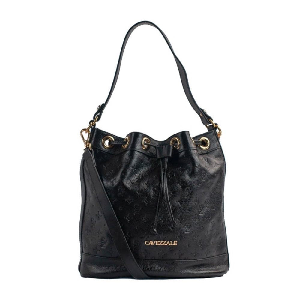 Bolsa Bucket Média Couro Monograma La Fenice Preto 105045