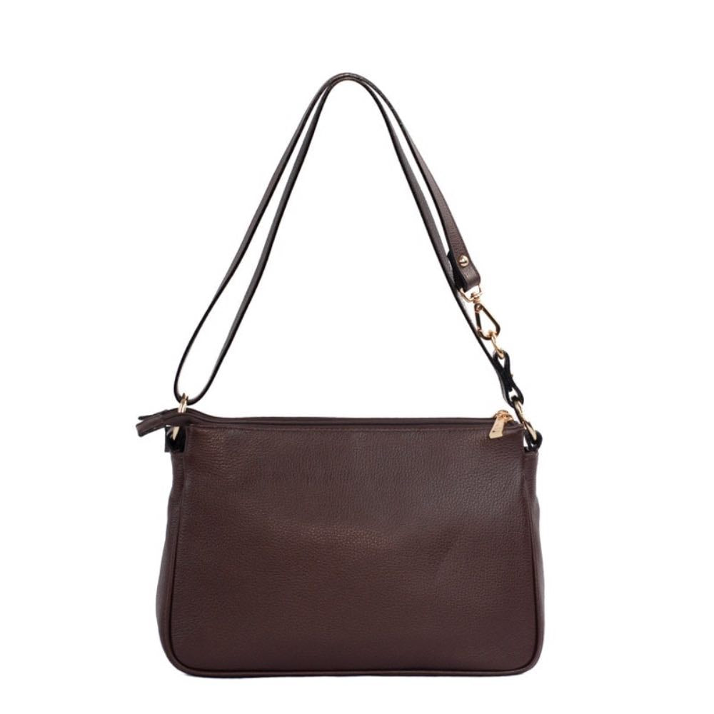 Bolsa Tiracolo Média de Couro Floter La Fenice Marrom 105562