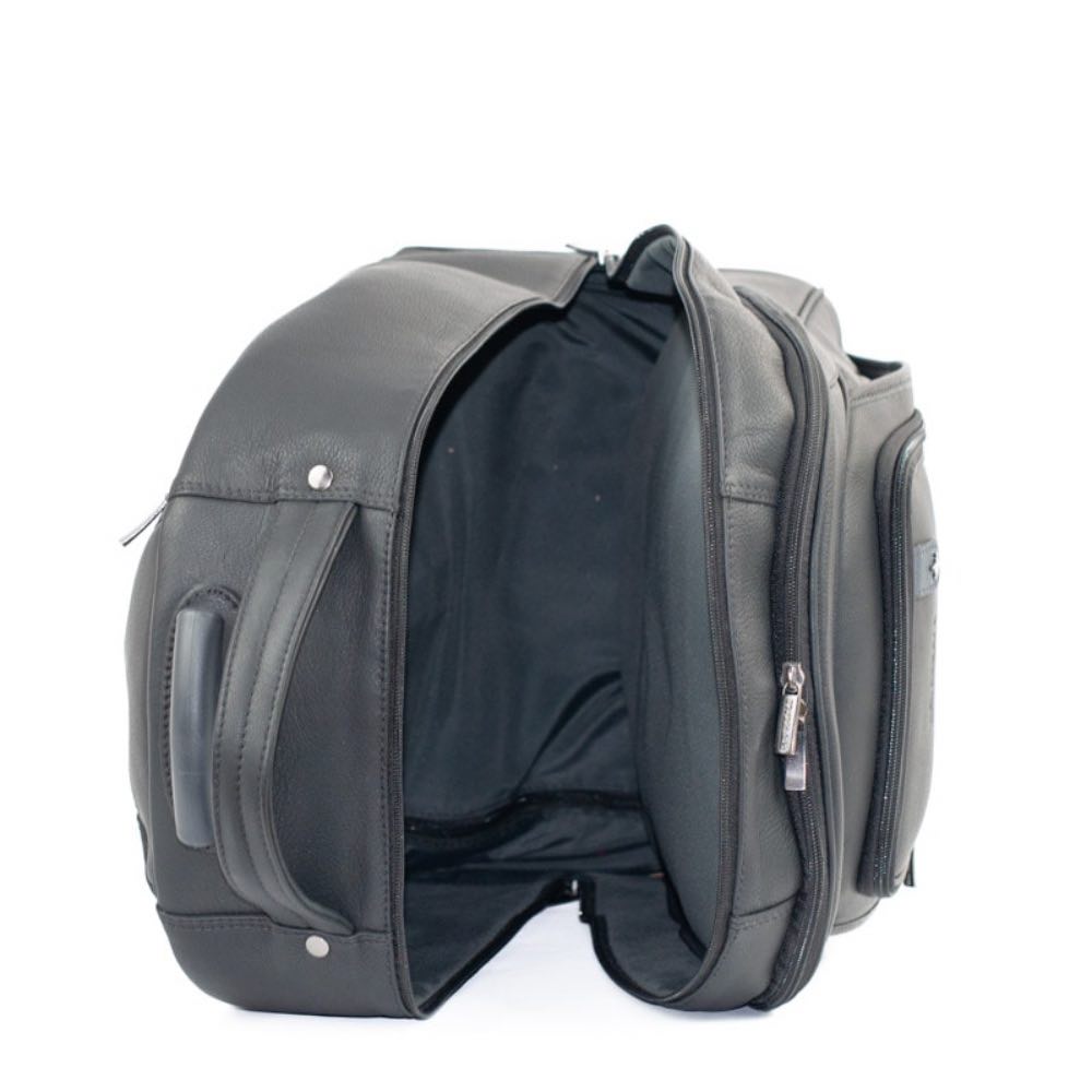 Mochila c/ Rodas de Couro Búfalo La Fenice Preto/Marinho 105474