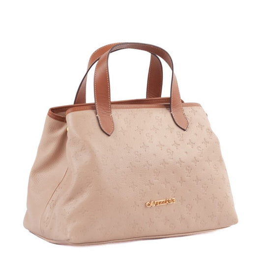 Tote Bag Grande de Couro Monograma La Fenice Palha/Canyon 105486
