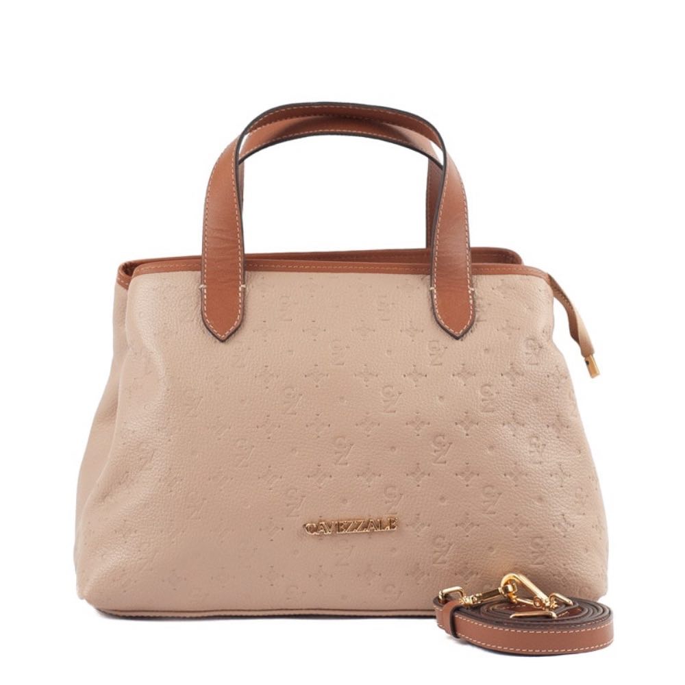 Tote Bag Grande de Couro Monograma La Fenice Palha/Canyon 105486