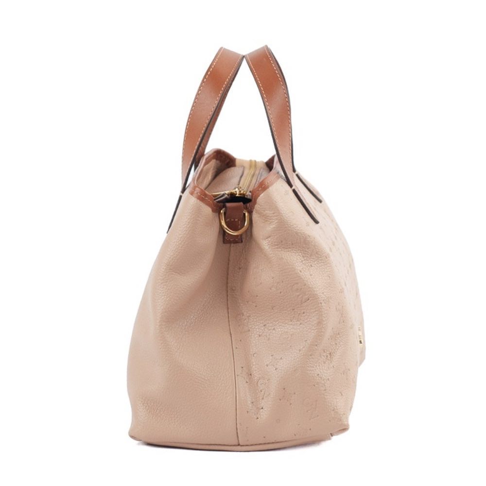 Tote Bag Grande de Couro Monograma La Fenice Palha/Canyon 105486
