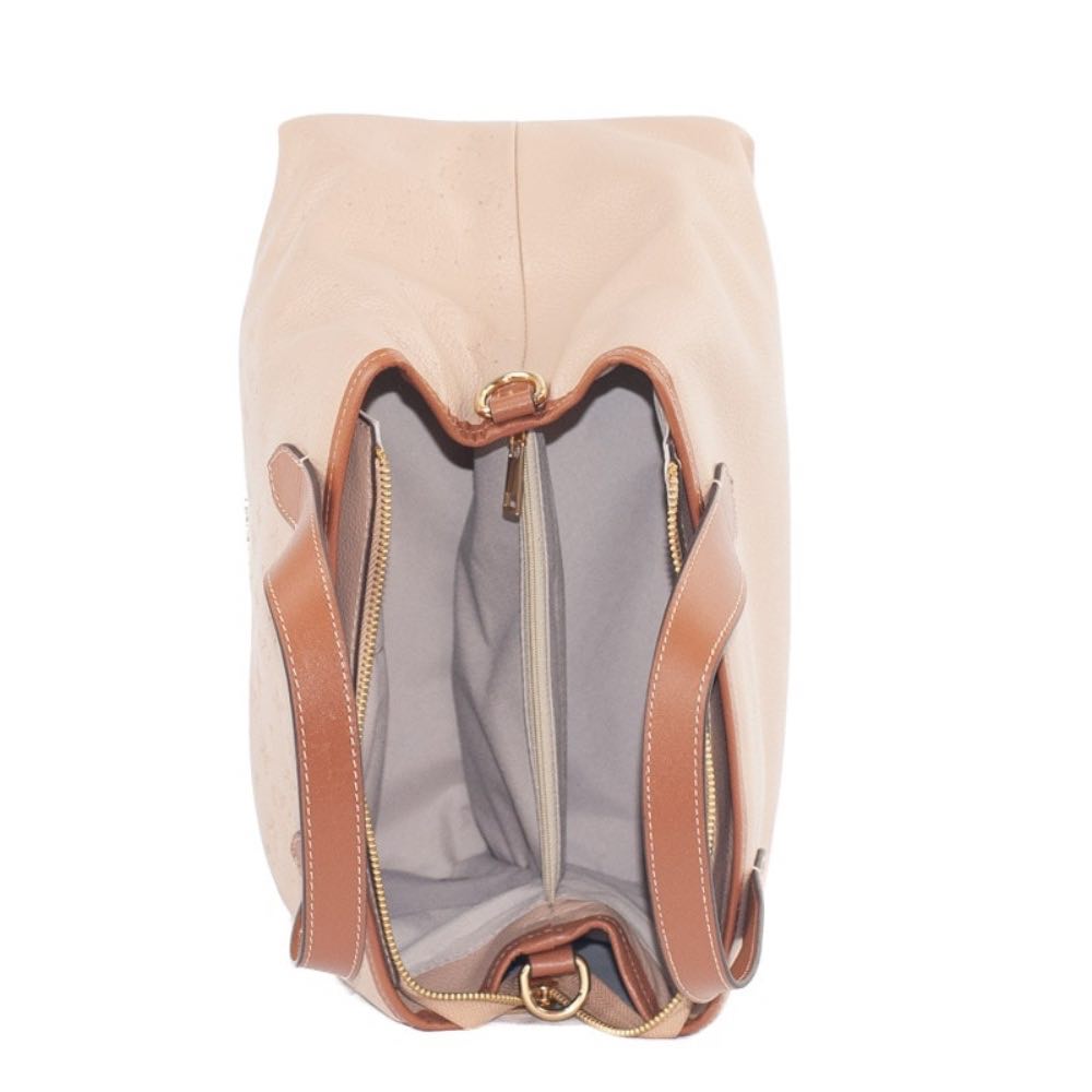 Tote Bag Grande de Couro Monograma La Fenice Palha/Canyon 105486