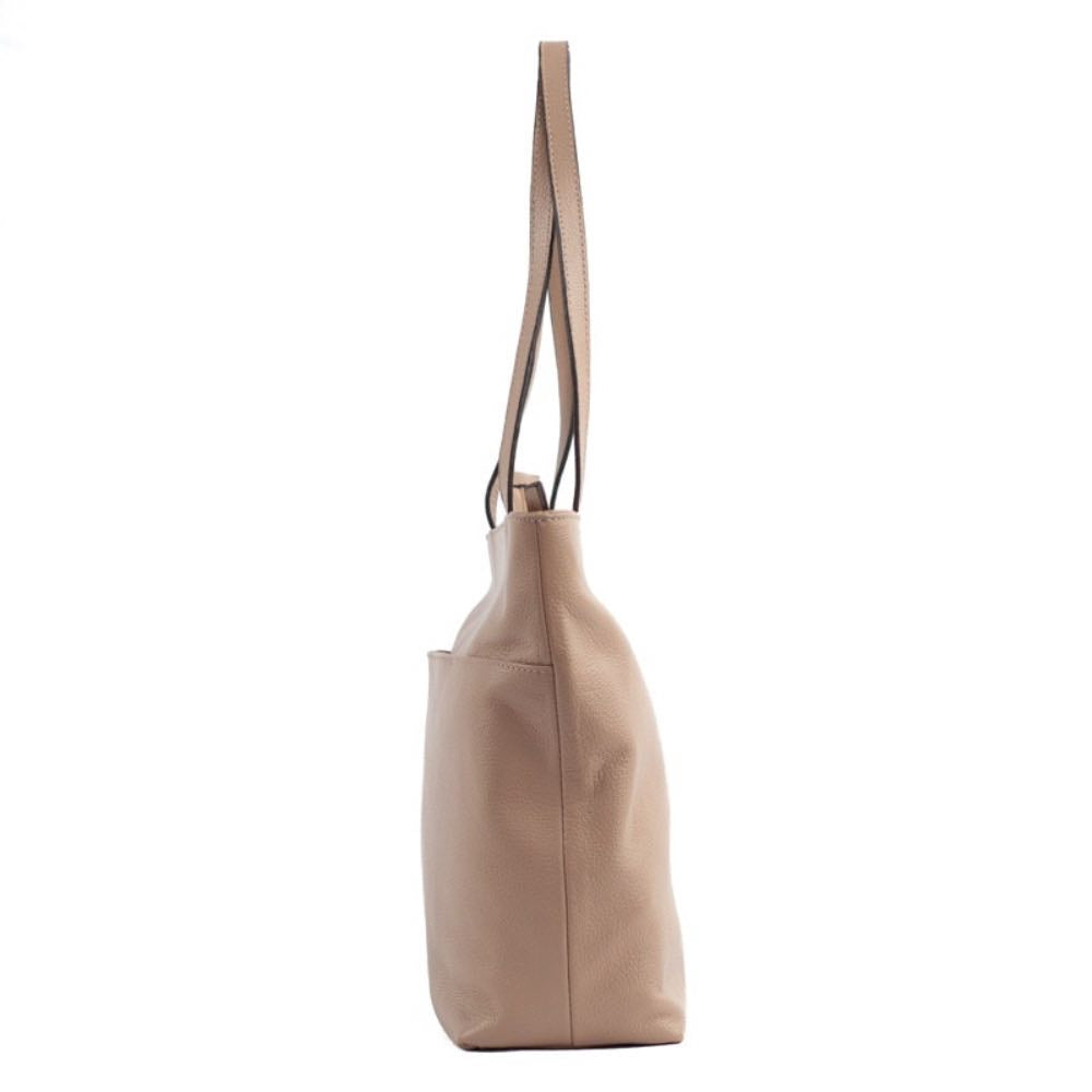 Shopping Bag Grande de Couro Roma La Fenice Taupe 103280