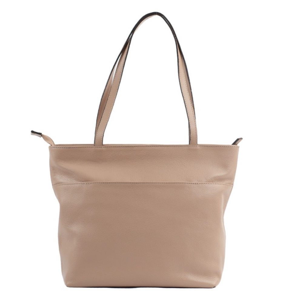 Shopping Bag Grande de Couro Roma La Fenice Taupe 103280