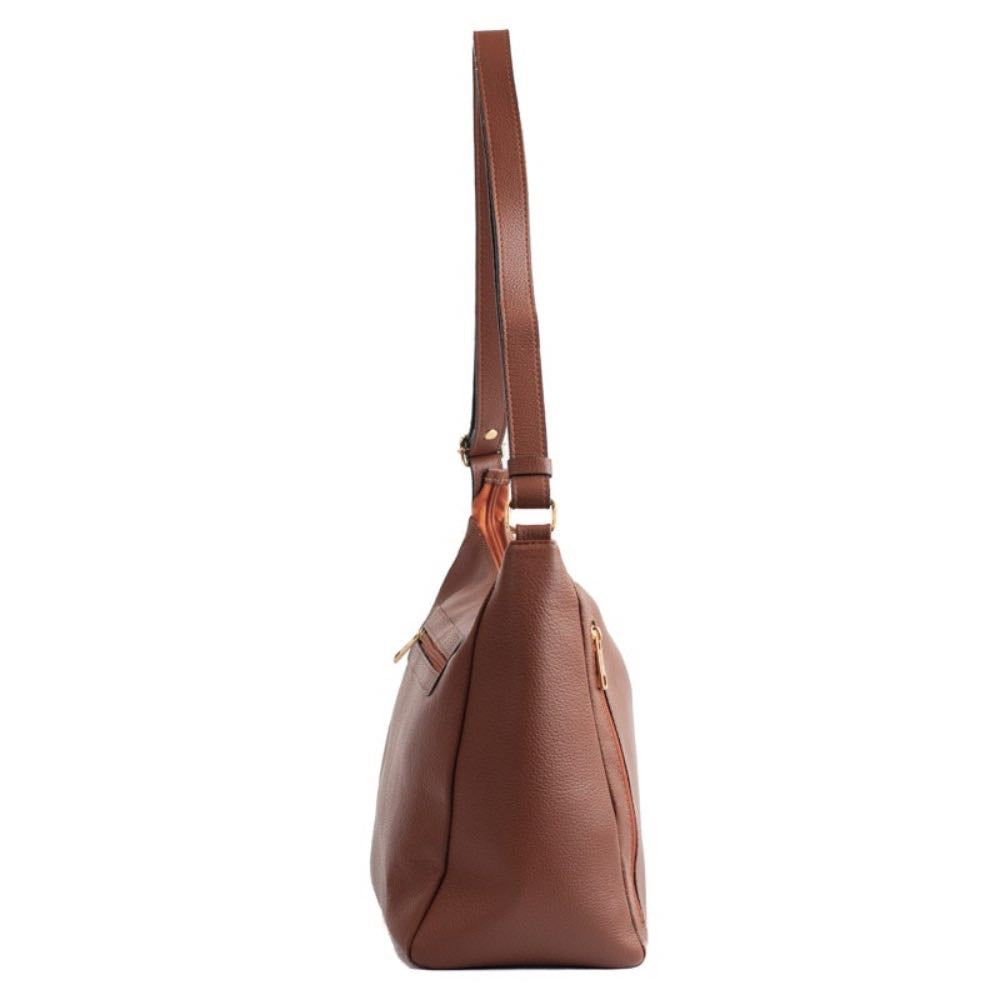 Bolsa Hobo Grande Couro Soft La Fenice Caramelo 105661