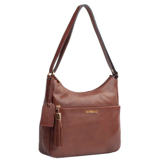 Bolsa Tiracolo Grande de Couro La Fenice Toffee 104520
