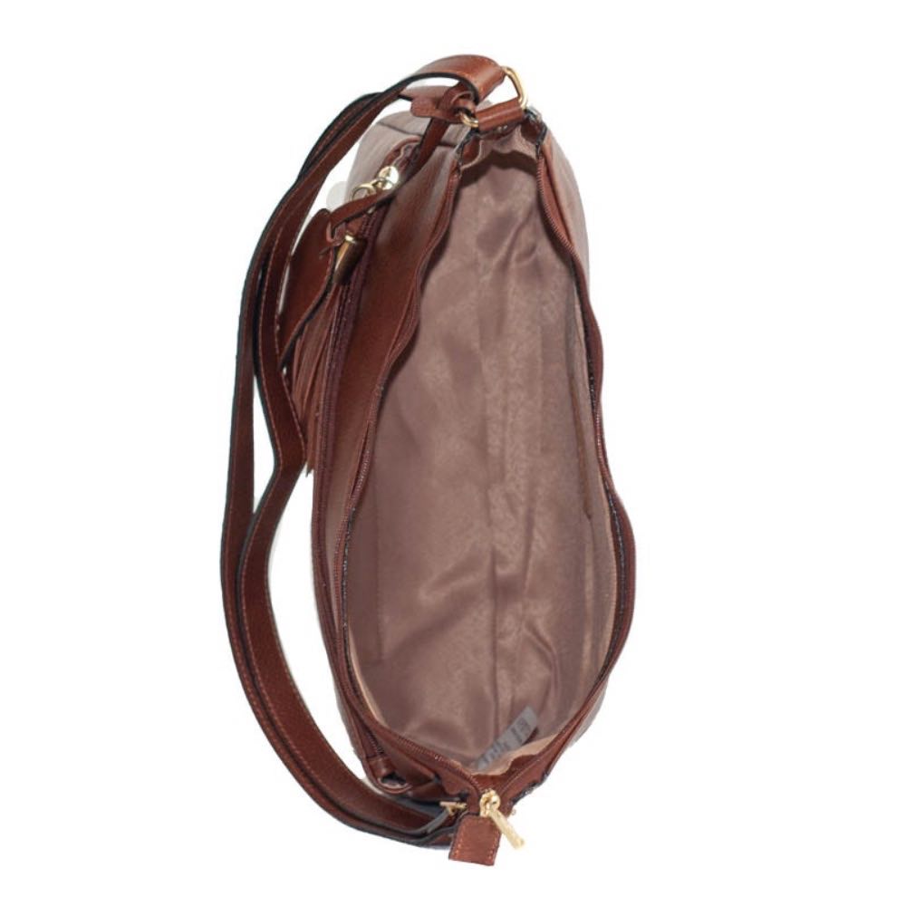 Bolsa Tiracolo Grande de Couro La Fenice Toffee 104520