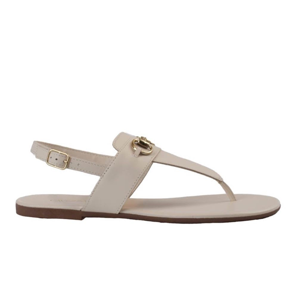 Sandália de Couro Atanado Metal La Fenice Off White 105638