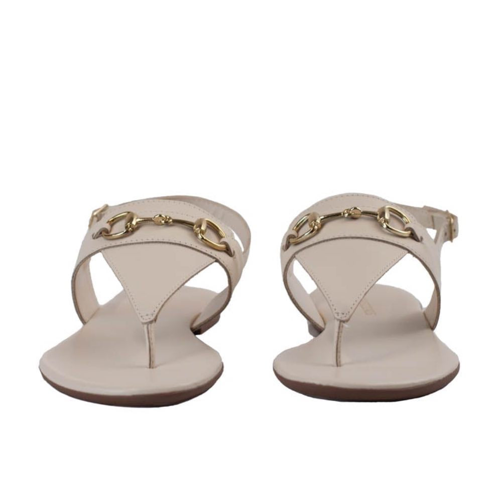 Sandália de Couro Atanado Metal La Fenice Off White 105638