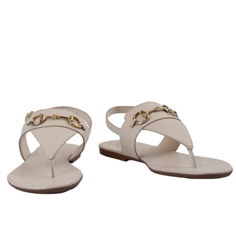 Sandália de Couro Atanado Metal La Fenice Off White 105638