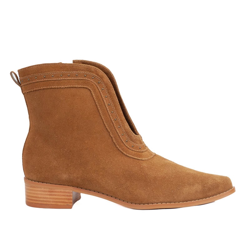 Bota Curta de Couro Camurça La Fenice Caramelo 105726