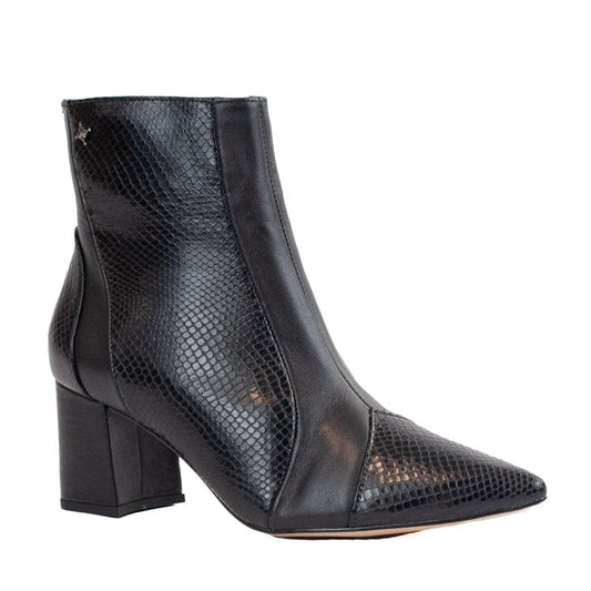 Bota Curta de Couro Snake La Fenice Preto 105730