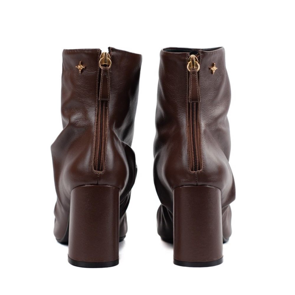 Bota Curta de Couro La Fenice Brown 105718