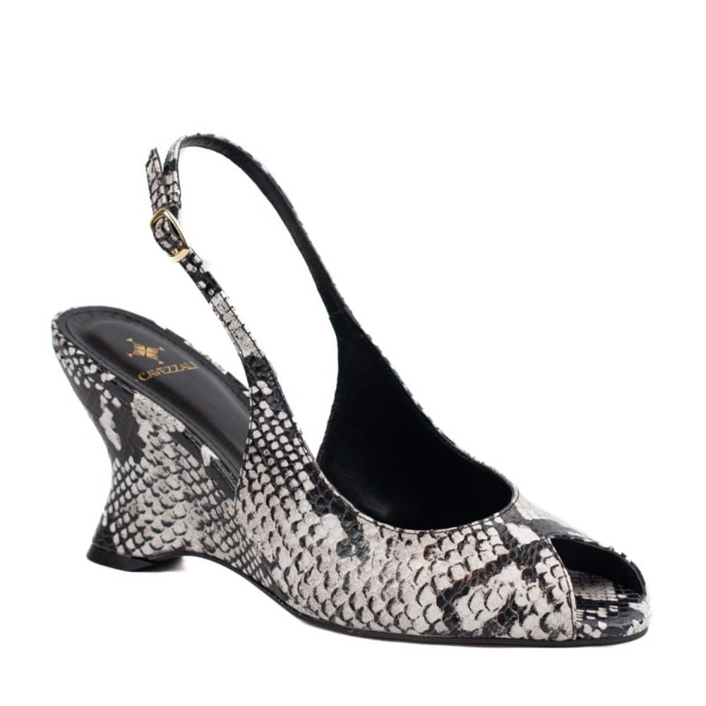 Slinback de Couro Piton La Fenice Cinza 105724