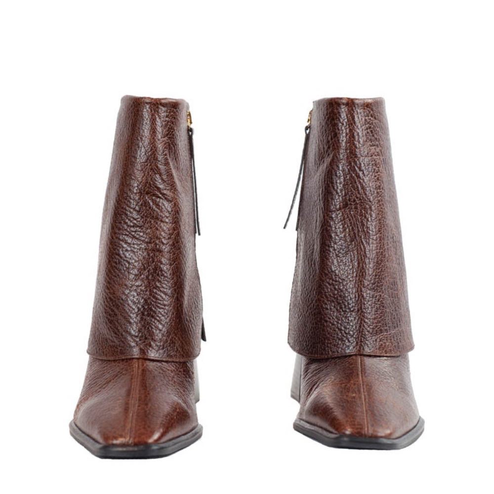 Bota Média de Couro La Fenice Brown 105732