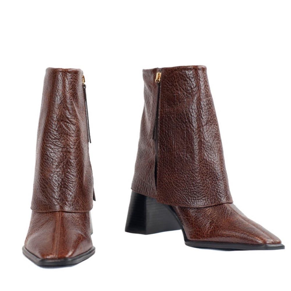 Bota Média de Couro La Fenice Brown 105732