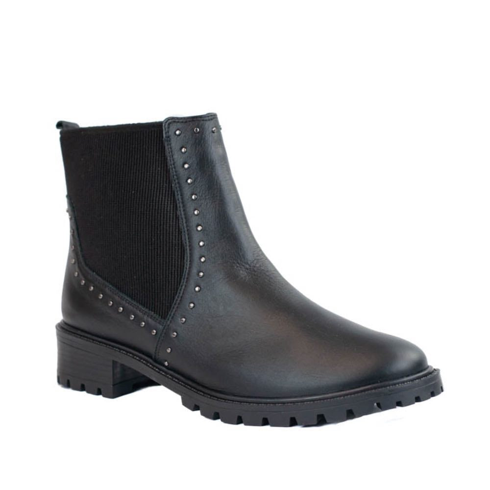 Bota Curta de Couro Veneto La Fenice Preto 105737