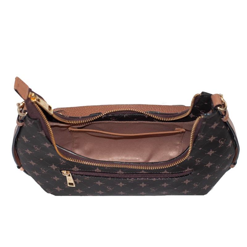 Bolsa Baguete Média Personnalité La Fenice Chocolate/Marfim/Caramelo 105767
