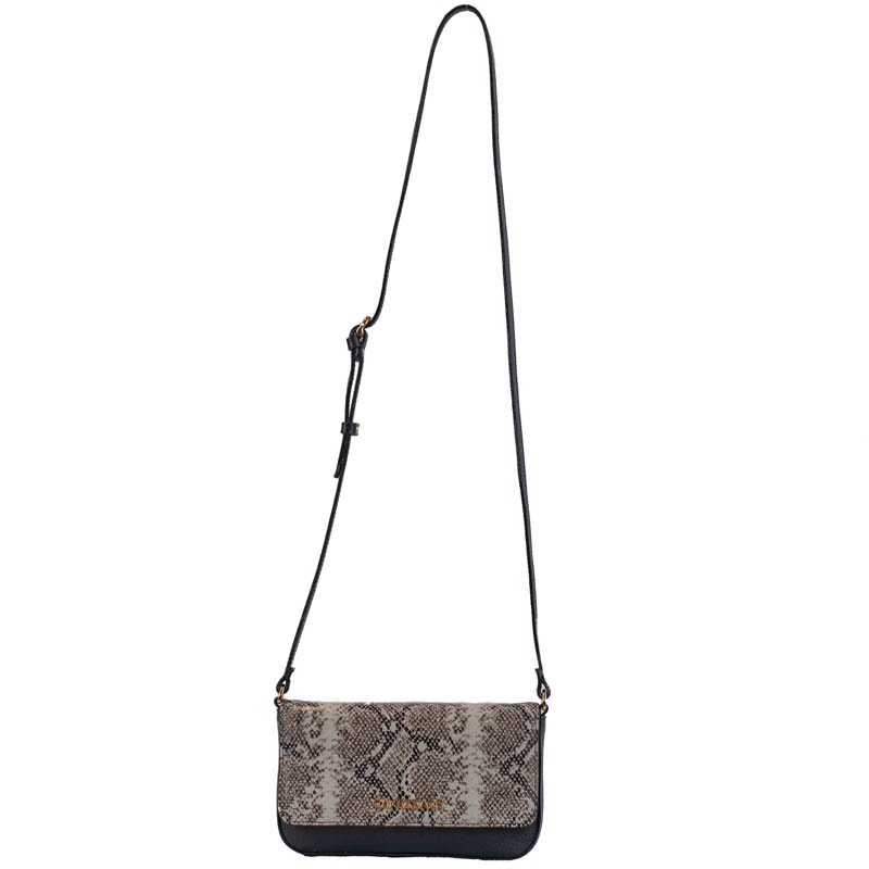Bolsa Tiracolo Pequena Couro Floater Snake La Fenice Natural/Preto 105771