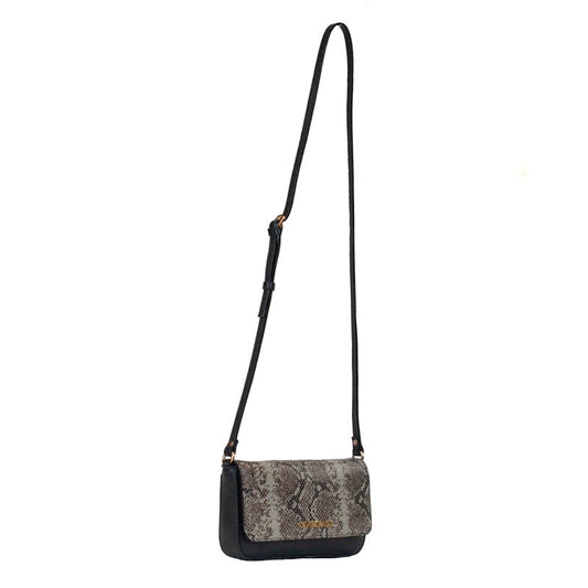 Bolsa Tiracolo Pequena Couro Floater Snake La Fenice Natural/Preto 105771