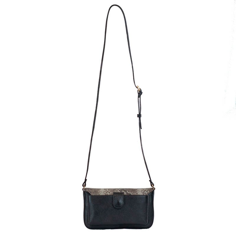 Bolsa Tiracolo Pequena Couro Floater Snake La Fenice Natural/Preto 105771