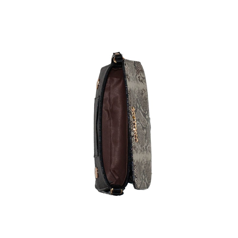 Bolsa Tiracolo Pequena Couro Floater Snake La Fenice Natural/Preto 105771
