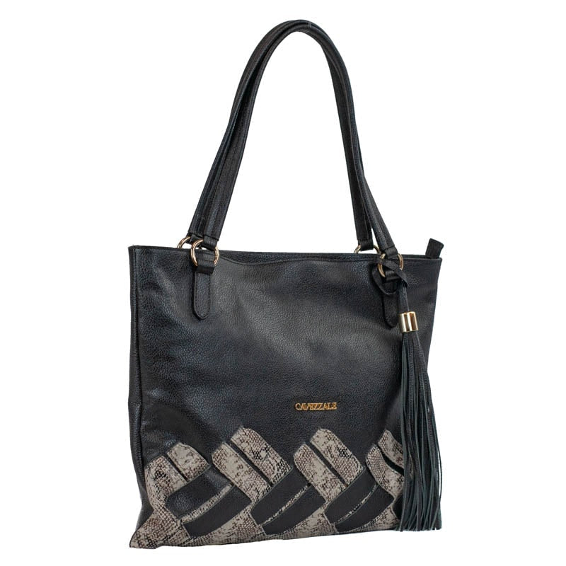 Shopping Bag Grande Couro Floater Snake La Fenice Natural/Preto 105772