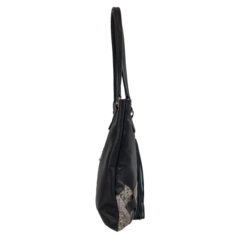 Shopping Bag Grande Couro Floater Snake La Fenice Natural/Preto 105772