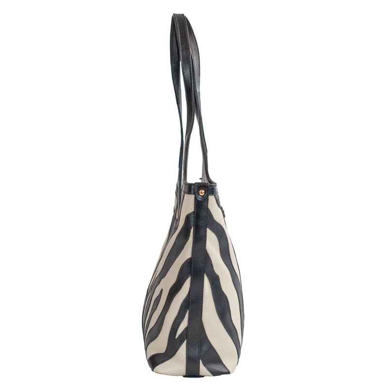 Bolsa Hobo Grande de Couro Comfy Marfim/Preto La Fenice 105773