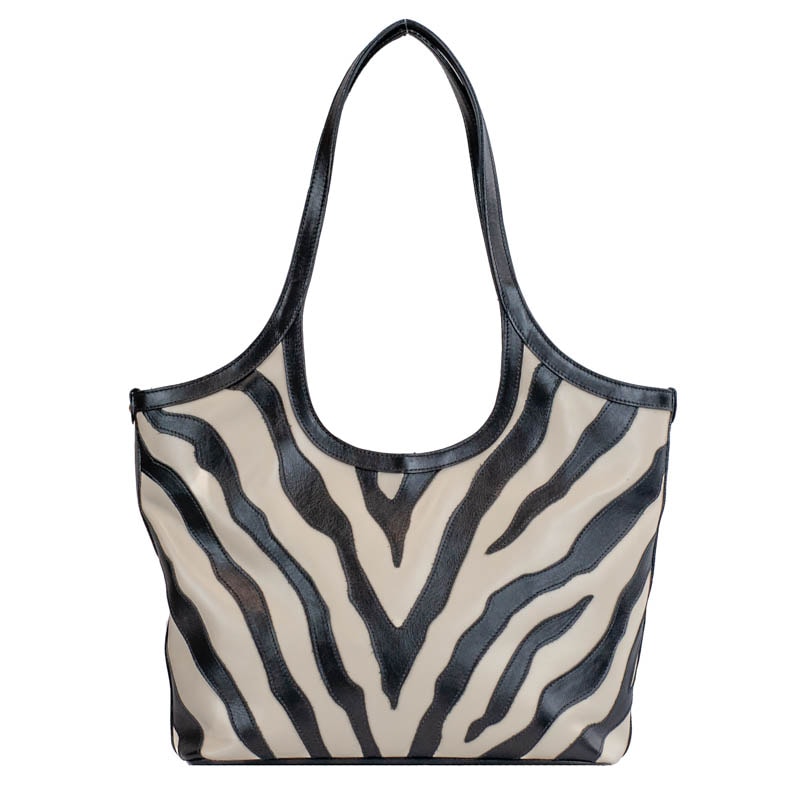 Bolsa Hobo Grande de Couro Comfy Marfim/Preto La Fenice 105773