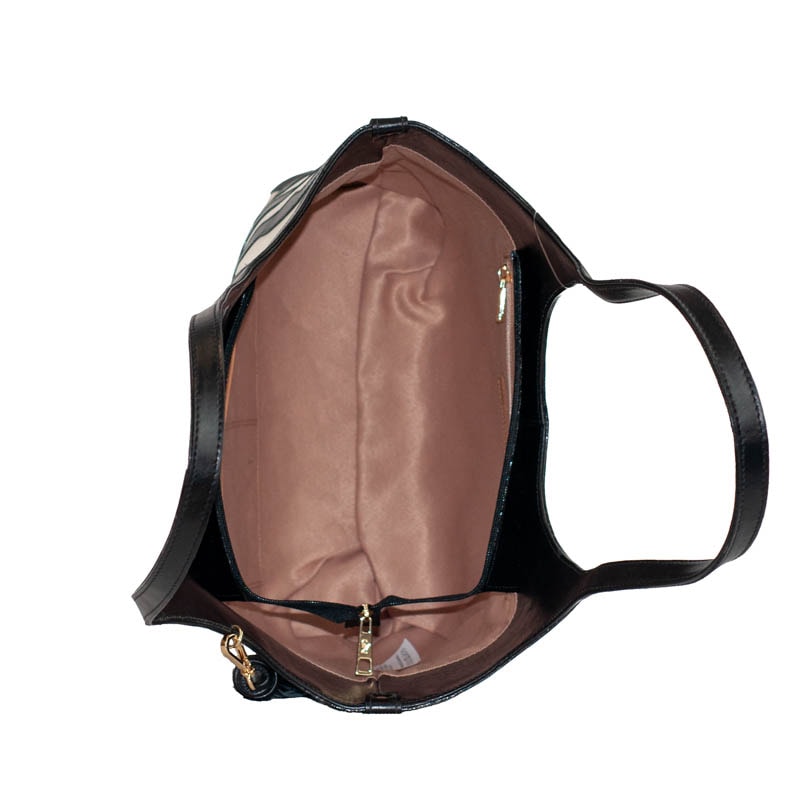 Bolsa Hobo Grande de Couro Comfy Marfim/Preto La Fenice 105773