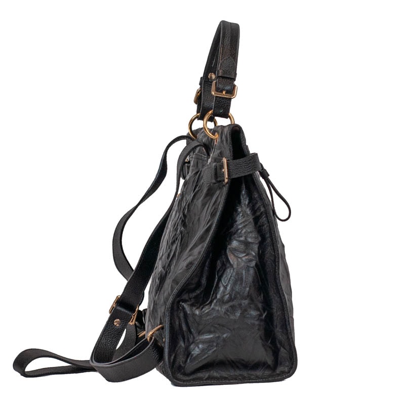 Mochila de Couro Plisse Floater La Fenice Preto  105774