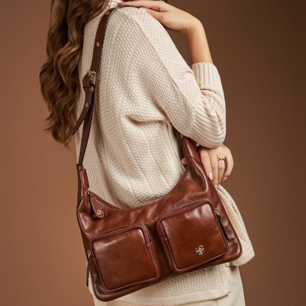 Bolsa Hobo Grande de Couro Comfy La Fenice Toffe 105777