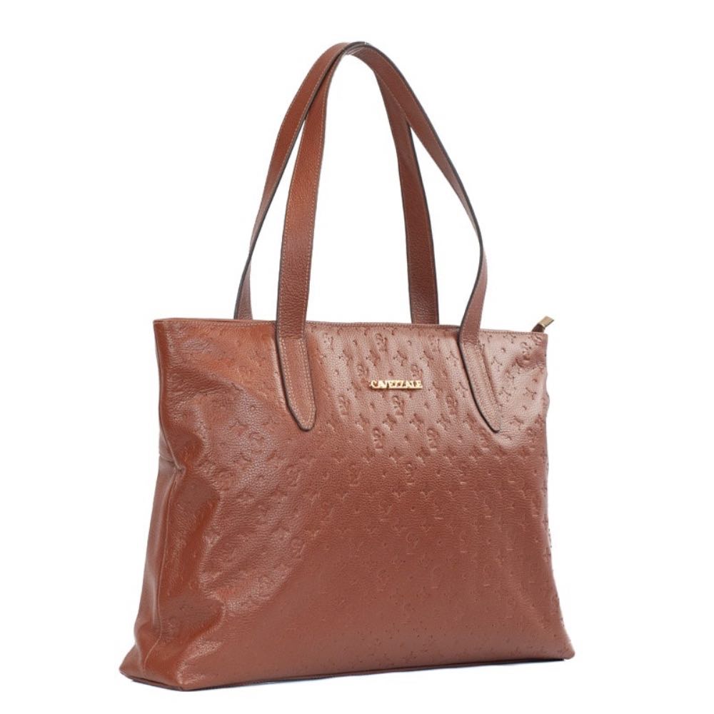 Shopping Bag Grande de Couro Floter Monograma La Fenice Whisky 105785