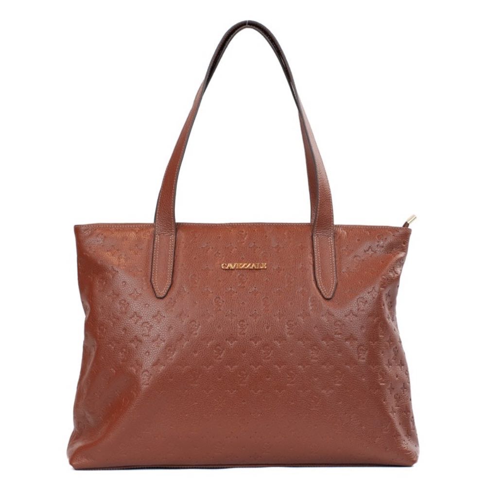 Shopping Bag Grande de Couro Floter Monograma La Fenice Whisky 105785