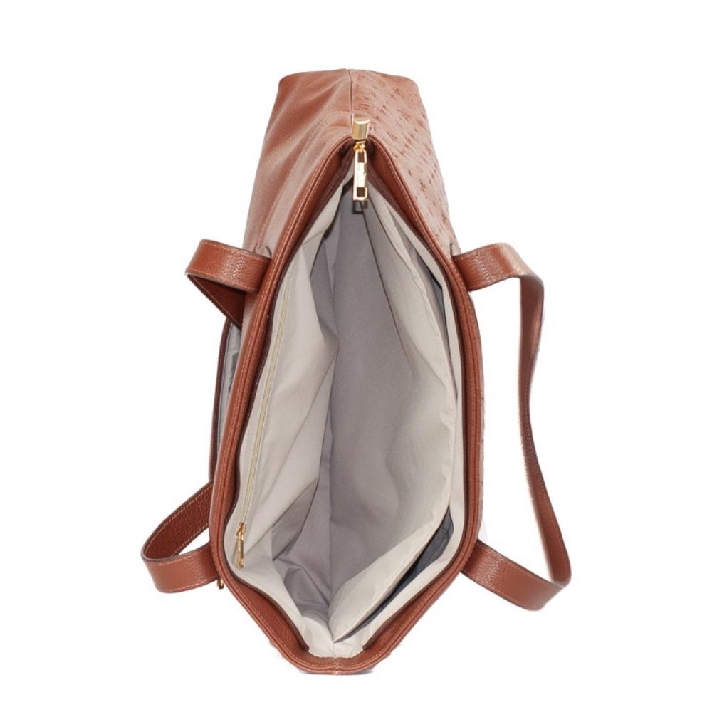 Shopping Bag Grande de Couro Floter Monograma La Fenice Whisky 105785