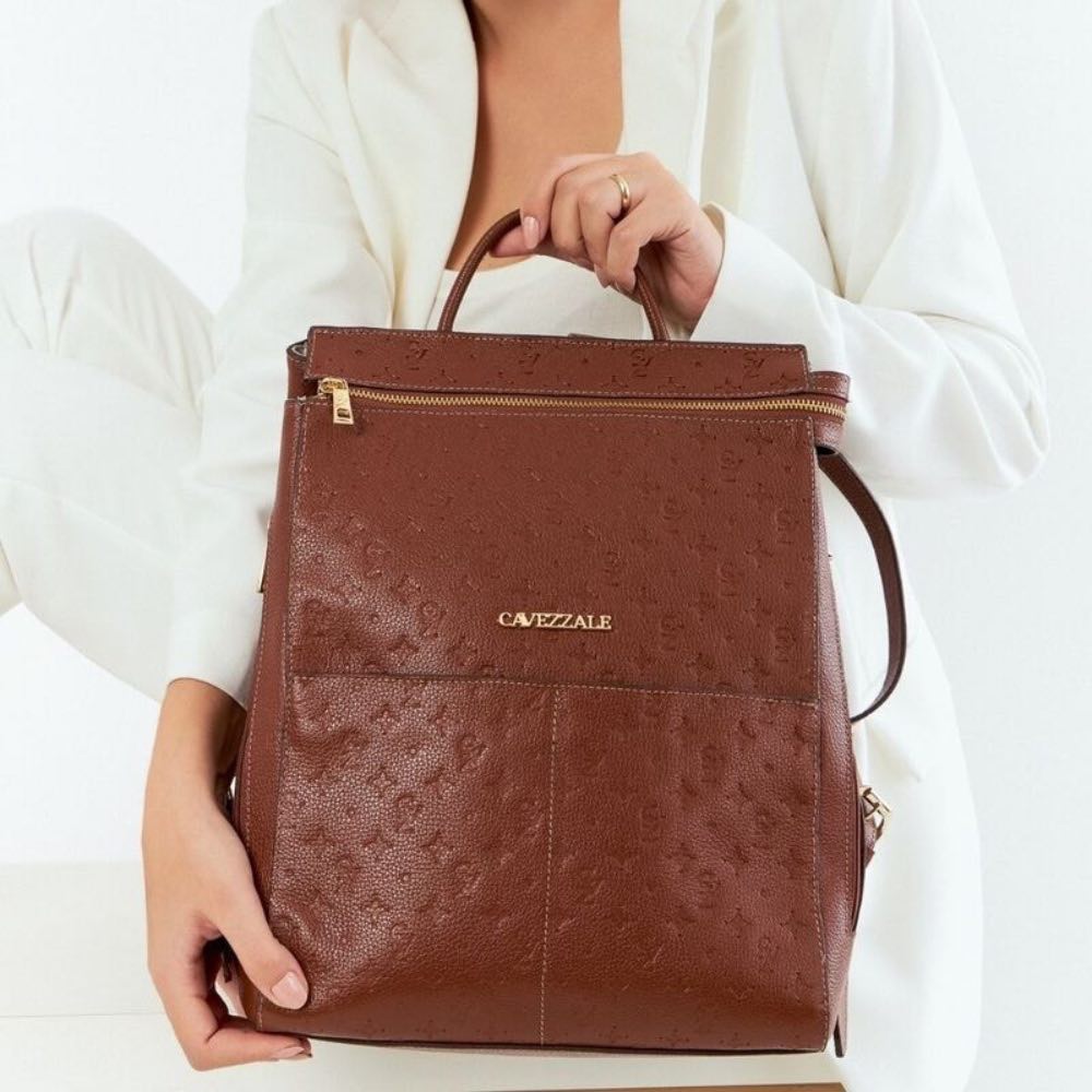Mochila de Couro Floter Monograma La Fenice Whisky 105789