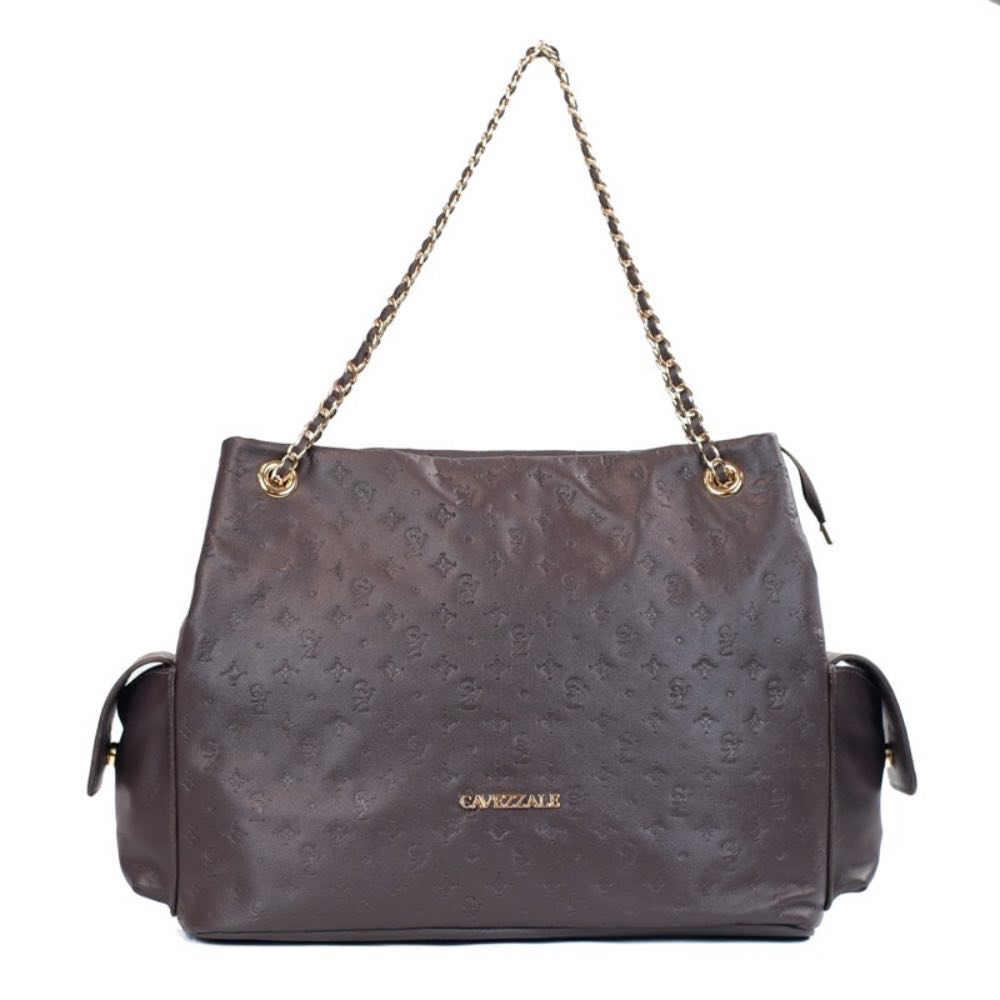Bolsa Hobo Grande Couro Soft Monograma La Fenice Cacau 105790