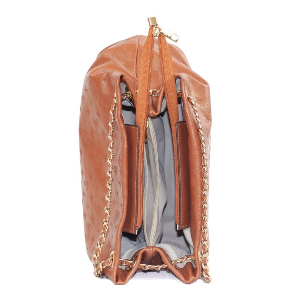 Bolsa Hobo Média Couro Soft Monograma La Fenice Camel 105791