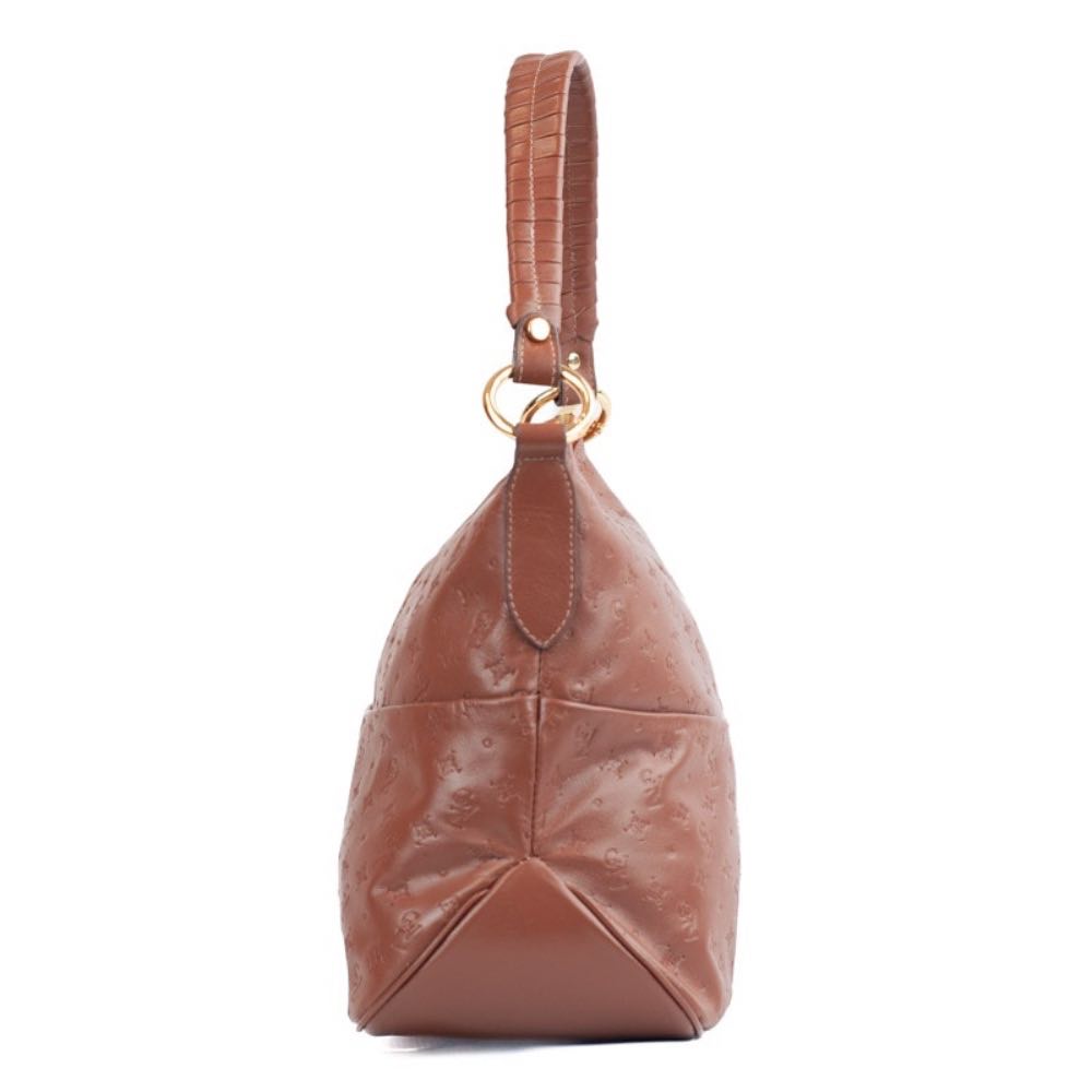 Bolsa Hobo Grande de Couro La Fenice Soft/Monograma Whisky 105792