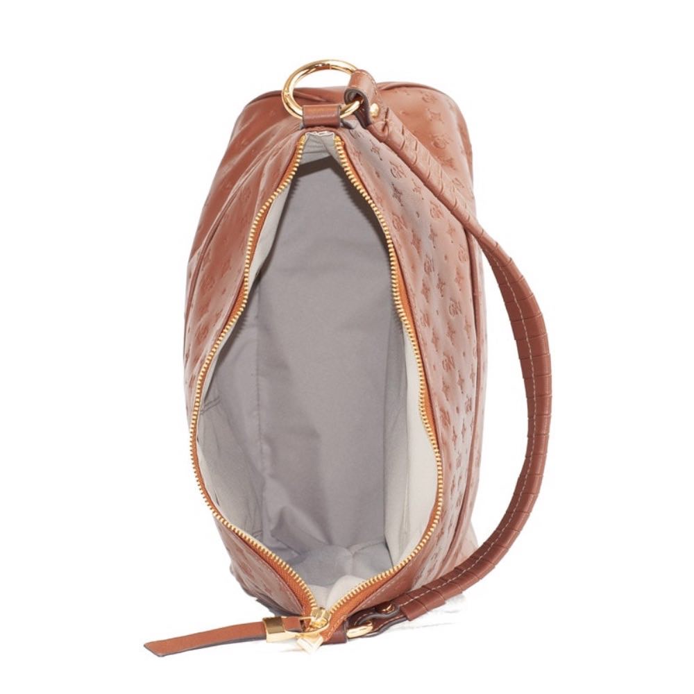 Bolsa Hobo Grande de Couro La Fenice Soft/Monograma Whisky 105792