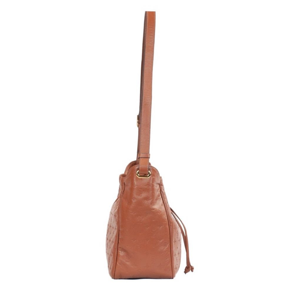Bolsa Bucket Média de Couro Monograma La Fenice Camel 105793