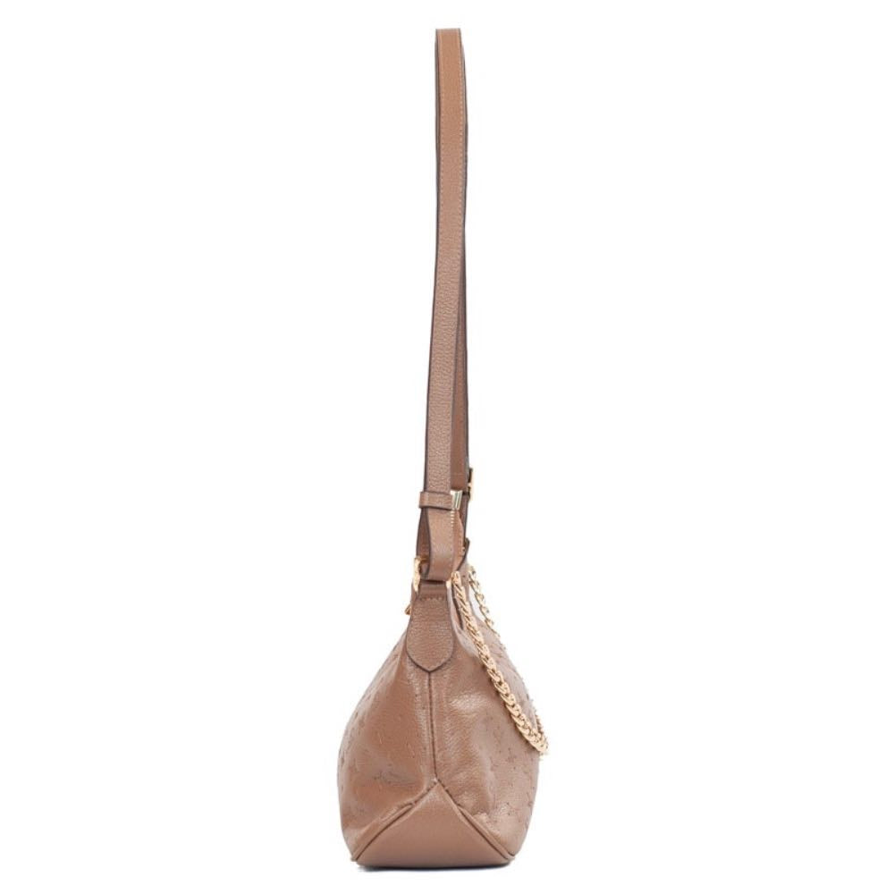 Bolsa Hobo Média de Couro La Fenice Monograma Taupe 105794