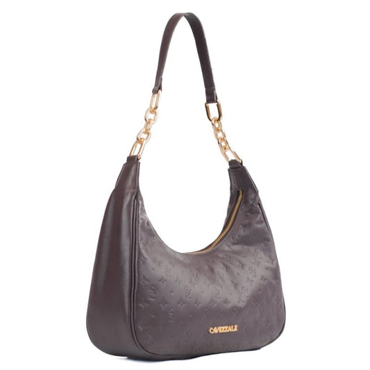 Bolsa Hobo Grande de Couro La Fenice Monograma Cacau 105795