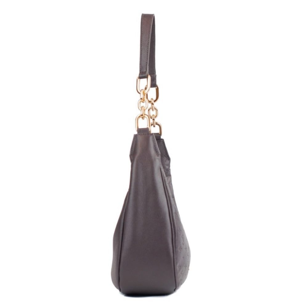 Bolsa Hobo Grande de Couro La Fenice Monograma Cacau 105795