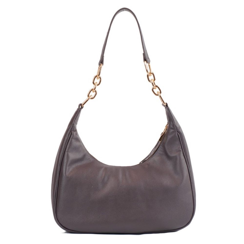 Bolsa Hobo Grande de Couro La Fenice Monograma Cacau 105795