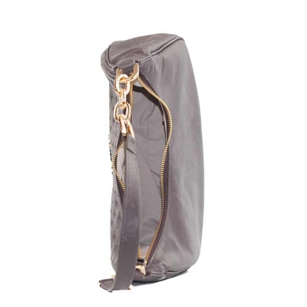Bolsa Hobo Grande de Couro La Fenice Monograma Cacau 105795
